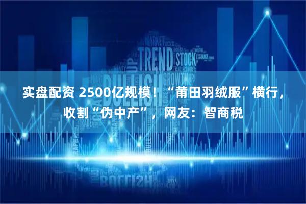 实盘配资 2500亿规模！“莆田羽绒服”横行，收割“伪中产”，网友：智商税